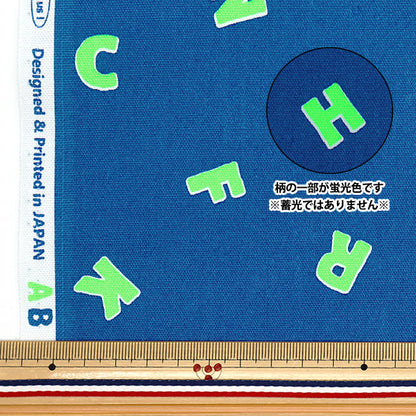 【数量5から】 生地 『オックス ネオンポップ アルファベット ネイビー×グリーン AP52110-1D』