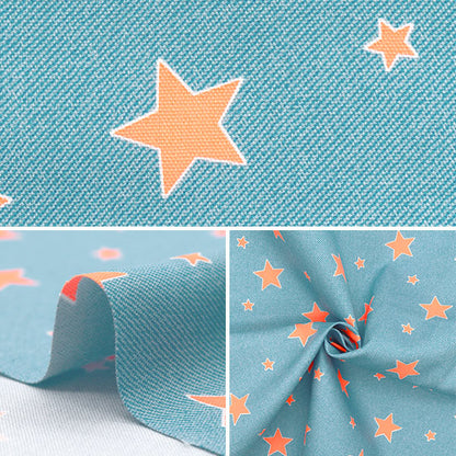 【数量5から】 生地 『オックス ネオンポップ デニムスター サックス×オレンジ AP52110-2B』