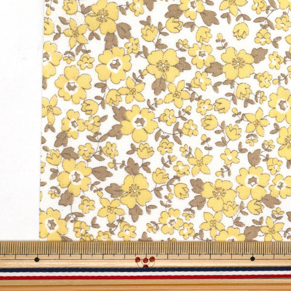 [Quantité à partir de 5] Tissu 『tissu à armure toile Petit motif floral jaune AP4780-1C"