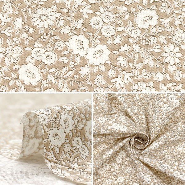 [Quantity starting from 5] Fabric 『Scare Print Small floral pattern beige AP4780-2A"