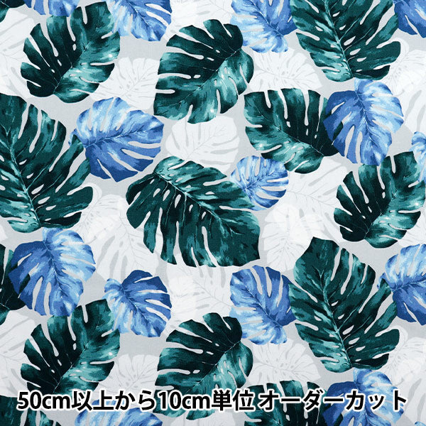 [Cantidad a partir de 5] Tela 『Oxford Hawaiian Monstera Grey X Blue AP52202-1C"