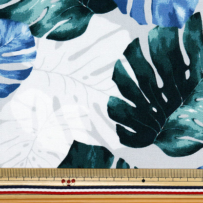 [Cantidad a partir de 5] Tela 『Oxford Hawaiian Monstera Grey X Blue AP52202-1C"