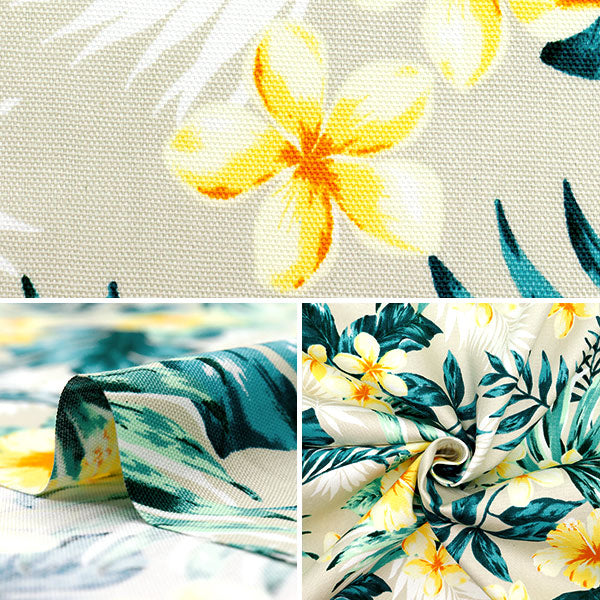 [Cantidad a partir de 5] Tela 『Oxford Hawaiian Hibiscus beige x amarillo AP52202-2A"