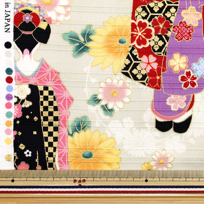 [Quantity starting from 5] Fabric "Satin Slab Colored Pattern Maiko Gray AP52902-2A"