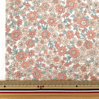 [Quantità a partire da 5] Tessuto "TC Batisto Piccolo fiore Red X Orange Ap4790-1b"