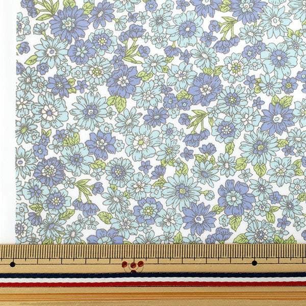 [Menge ab 5] Stoff "TC Batisto kleines Blumenmuster Blau x Saxophon AP4790-1c"