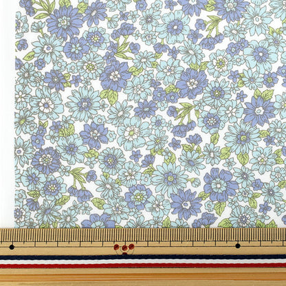 [Menge ab 5] Stoff "TC Batisto kleines Blumenmuster Blau x Saxophon AP4790-1c"