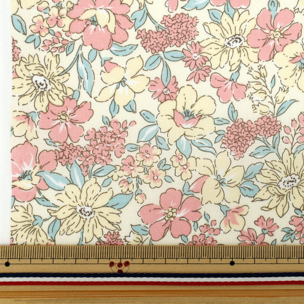 [Menge ab 5] Stoff "TC Batisto, mittleres Blumenmuster, Gelb, AP4790-2c"