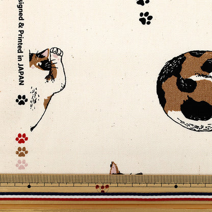 [Quantity starting from 5] Fabric 『Oxford Calico Cat Kinari AP52108-2A"