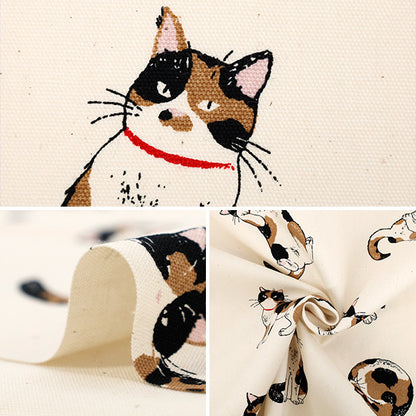 [Quantity starting from 5] Fabric 『Oxford Calico Cat Kinari AP52108-2A"