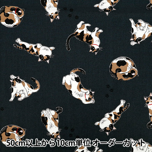 [Quantity starting from 5] Fabric 『Oxford Calico Cat Navy AP52108-2E"