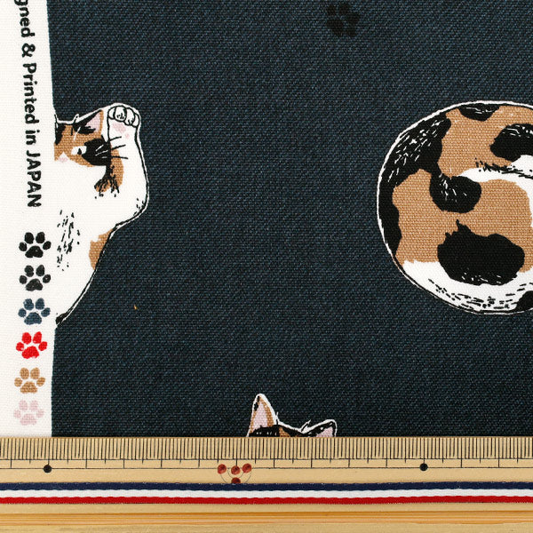 [Quantity starting from 5] Fabric 『Oxford Calico Cat Navy AP52108-2E"