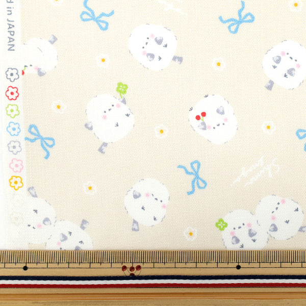 [Quantity starting from 5] Fabric 『Oxford GreyRibbon Beige AP55107-1A"