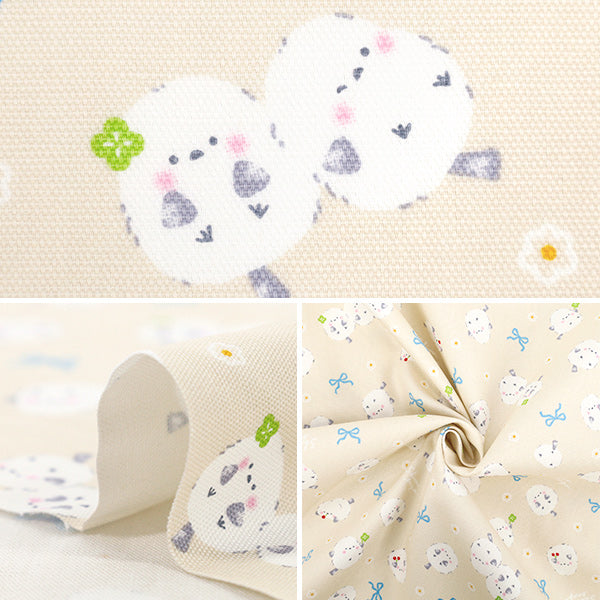 [Quantity starting from 5] Fabric 『Oxford GreyRibbon Beige AP55107-1A"