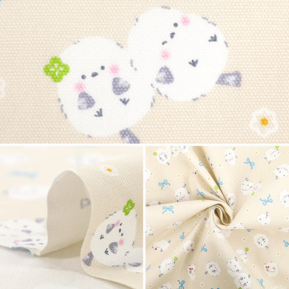 [Quantity starting from 5] Fabric 『Oxford GreyRibbon Beige AP55107-1A"