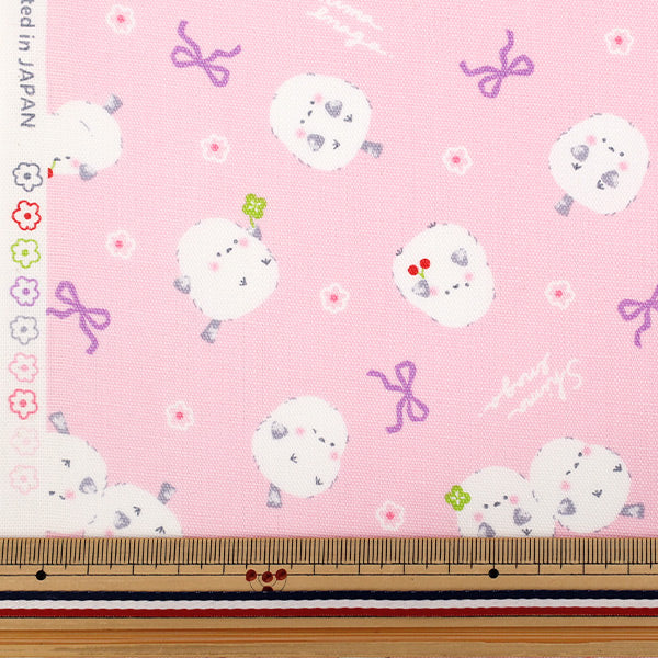 [Quantity starting from 5] Fabric 『Oxford GreyRibbon Pink AP55107-1B"