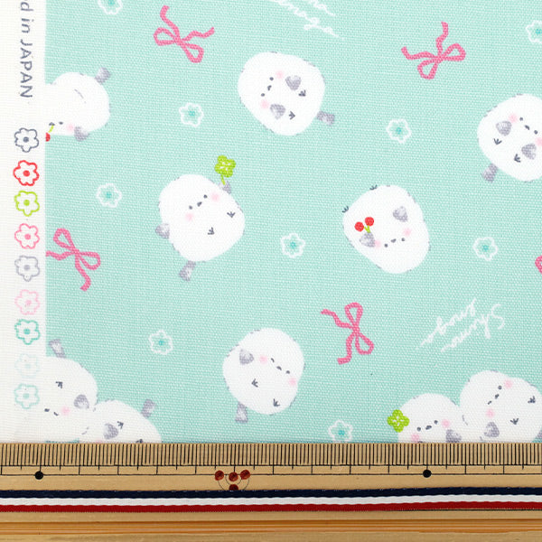 [Quantity starting from 5] Fabric 『Oxford GreyRibbon Mint AP55107-1D"