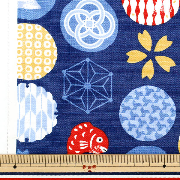 [Quantité à partir de 5] Tissu "Dobby Motif Japonais Marine AP55105-1D"