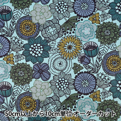 【数量5から】 生地 『オックス 花柄 ブルー AP61108-2C』