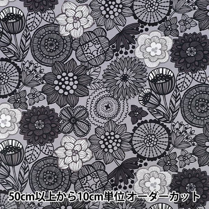 【数量5から】 生地 『オックス 花柄 グレー AP61108-2E』
