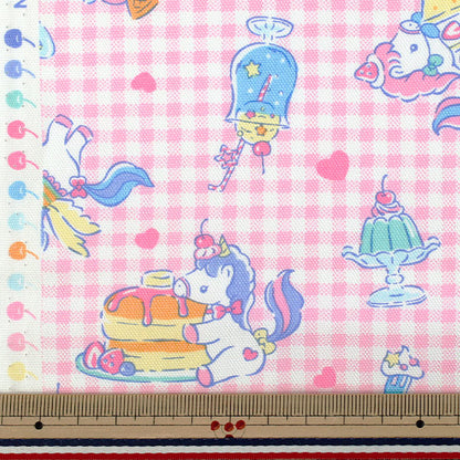 【数量5から】 生地 『オックス バニラポップ チェック×スイーツ ピンク AP61201-2B』