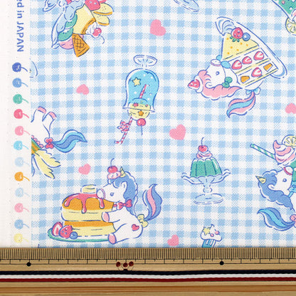 【数量5から】 生地 『オックス バニラポップ チェック×スイーツ ブルー AP61201-2E』
