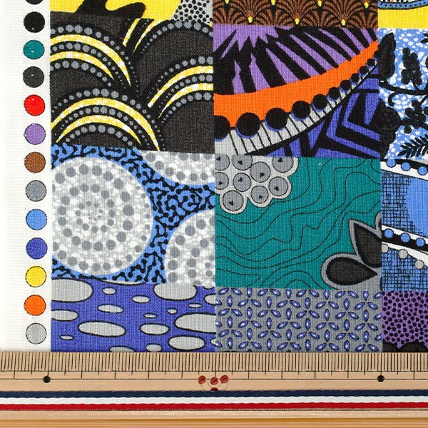 [Quantité à partir de 5] Tissu "siège goût africain patchwork Bleu AP62806-1E »