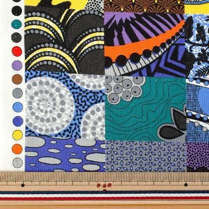 [Quantité à partir de 5] Tissu "siège goût africain patchwork Bleu AP62806-1E »