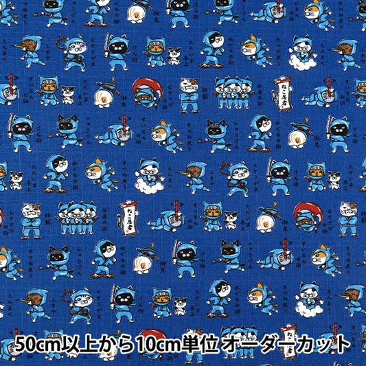 [数量5起] 织物 "多比战国动物忍者猫蓝色AP62101-2D”