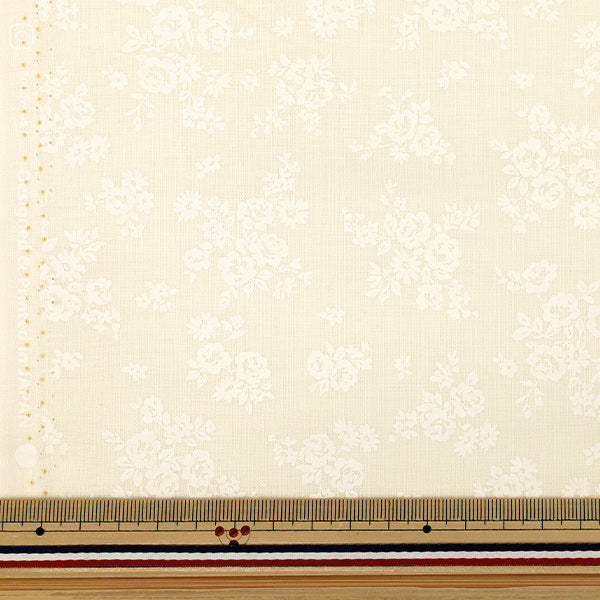 [Quantité à partir de 5] Tissu "tissu à armure toile Fleur laquée blanche ivoire AP4800-3B”