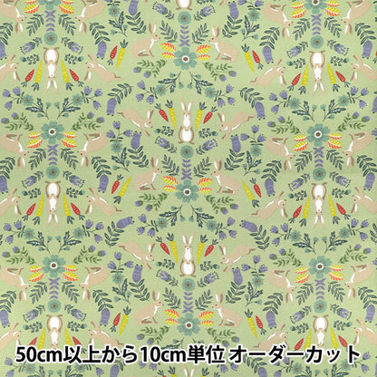 [Quantité à partir de 5] Tissu "Oxford Lapin animal scandinave vert SP6100-1D »