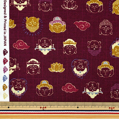 [Quantità da 5] Tessuto "Modello giapponese Dobby Grande Buddha viola AP62206-1C”