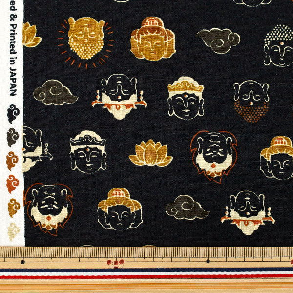 [Quantità da 5] Tessuto "Dobby modello giapponese Grande Buddha Nero AP62206-1E”