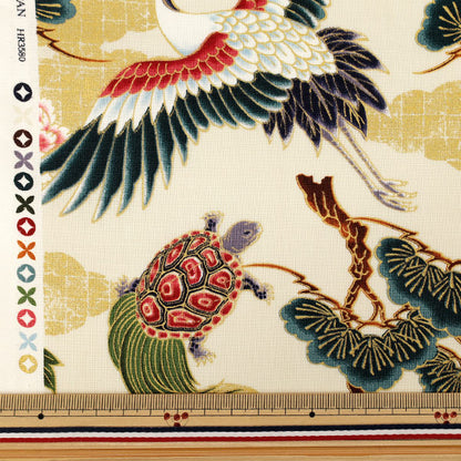 【수량 5부터】 천・원단 "시팅 원단 백화지란 쓰루가메 아이보리 HR3580-12A』 Quilt Gate 퀼트게이트