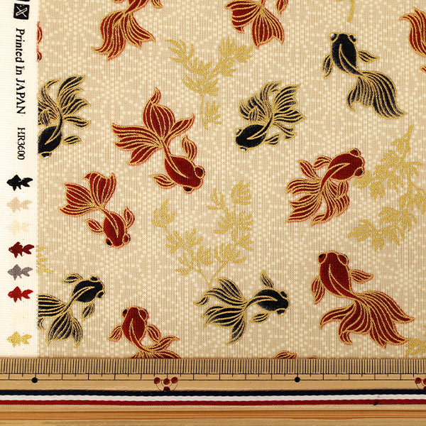[Quantità da 5] Tessuto "fogli Cento fiori orchidea pesce rosso avorio HR3600-13A” Quilt Gate