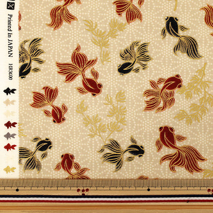 [Quantità da 5] Tessuto "fogli Cento fiori orchidea pesce rosso avorio HR3600-13A” Quilt Gate