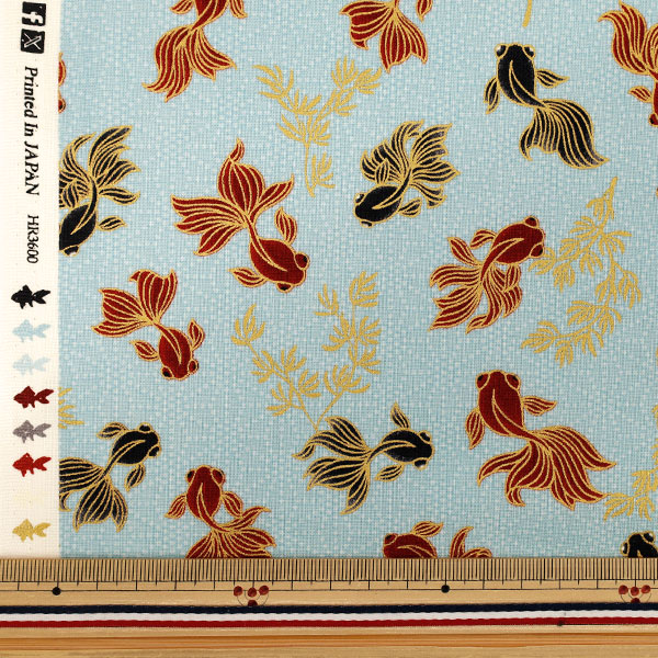 [Quantità da 5] Tessuto "fogli Sassofono Pesce rosso Orchidea Cento Fiori HR3600-13B "Quilt Gate Quilt Gate