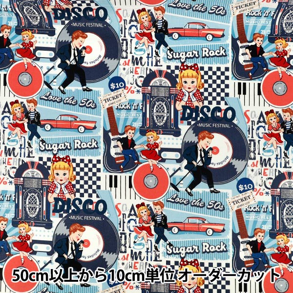 [Количество от 5] Ткань "Простыни Quilt Gate Саксофон Love the Fifties LW2100-11C” Quilt Gate Quilt Gate