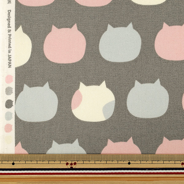 【数量5から】 生地 『オックス ねこたま グレー AP1070-2D』