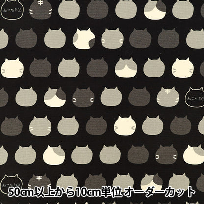 【数量5から】 生地 『オックス ねこたま ブラック AP1070-2F』