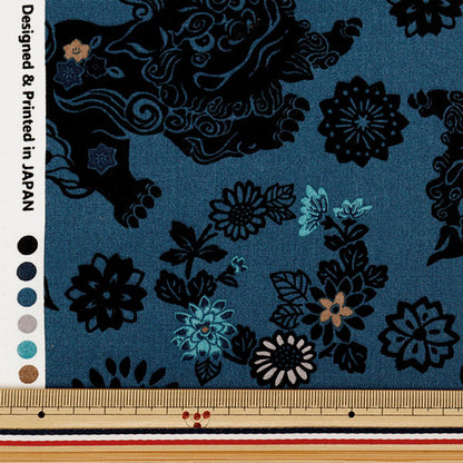 [Quantité à partir de 5] Tissu "Large Bingata Shisa Bleu x Noir AP62102-3C »