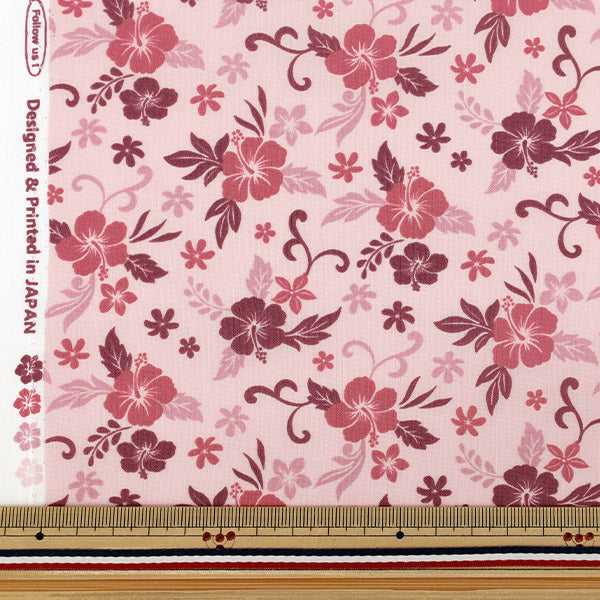 【数量5起】 織物 “TC巴提斯特夏威夷印花芙蓉粉色YZ4810-1B”