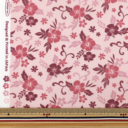 【数量5起】 織物 “TC巴提斯特夏威夷印花芙蓉粉色YZ4810-1B”