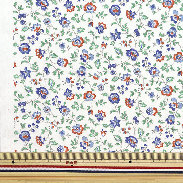 [Quantity starting from 5] Fabric "Broad Mini Sarasa White x Multicolor 4224-1-1"