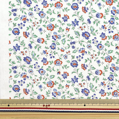 [Quantity starting from 5] Fabric "Broad Mini Sarasa White x Multicolor 4224-1-1"