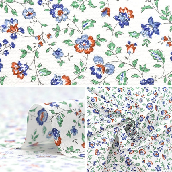 [Quantity starting from 5] Fabric "Broad Mini Sarasa White x Multicolor 4224-1-1"