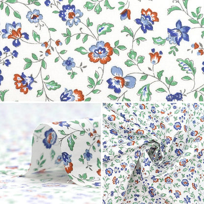 [Quantity starting from 5] Fabric "Broad Mini Sarasa White x Multicolor 4224-1-1"