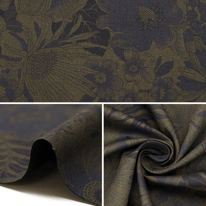 [5부터 시작하는 수량] 천・원단 "넓은 세련된 빈티지 과디"꽃무늬 올리브 x남색 4225Dye-1-1"