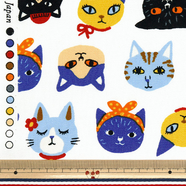 [Quantità a partire da 5] Tessuto 『Oxford Little Zoo Lovely Cats White 850486-1-1"