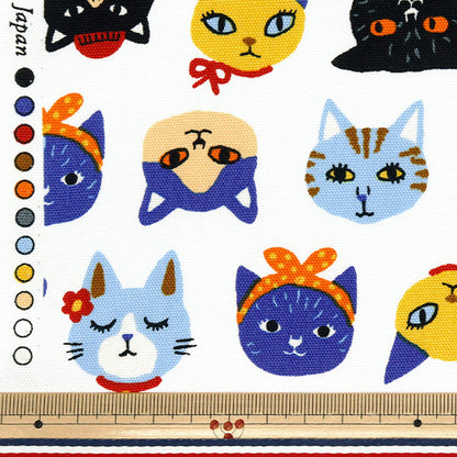 [Quantità a partire da 5] Tessuto 『Oxford Little Zoo Lovely Cats White 850486-1-1"